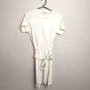 Vince Tie Waist Ivory White Short Sleeve Cotton Dress- Size S